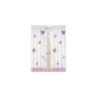 Pink and Purple Butterfly Window Treatment Panel   Set of 2