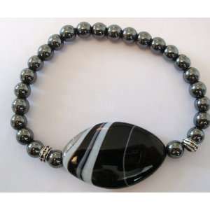  7mm Hematite Gemstone Beads with Beautiful Agate Gem Bead 