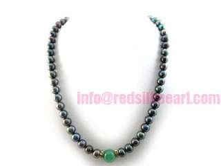 Redsilk 18 Genuine aventurine black freshwater pearl necklace  