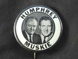 1968 HUMPHREY FOR PRESIDENT 1 3/4 BUTTON JUGATE BLACK  