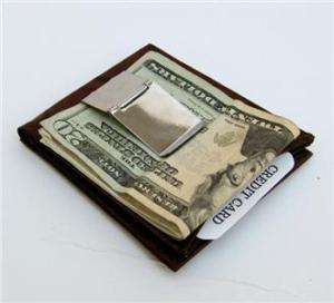 GENUINE LEATHER MONEY CLIP Credit ID Wallet + FREE SHIP  