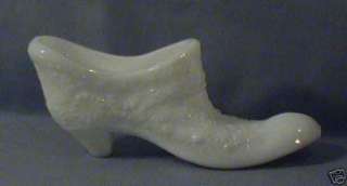 White Milk Glass Slipper Shoe  