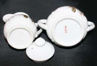 Moss Rose China Cream and Sugar with Lid Japan  