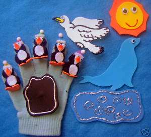 NEW!!! 5 LITTLE PENGUINS PUPPET GLOVE SET WITH FREEBIES  