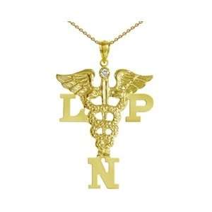 NursingPin   Licensed Practical Nurse LPN Necklace with Diamond in 14K 