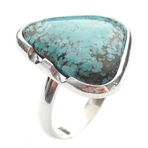 Natural Turquoise and Sterling Silver Triangle Ring