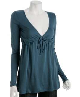 Rebecca Beeson winter blue cotton v neck babydoll top   up to 
