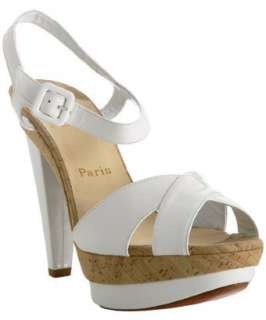 Christian Louboutin white patent Lafalaise platform sandals 