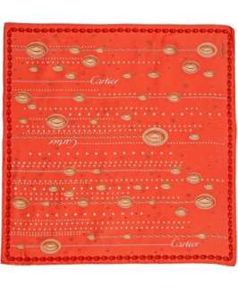Cartier orange chain, logo, and pearl print silk scarf   up to 
