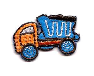 DUMP TRUCK, SMALL EMBROIDERED IRON ON APPLIQUE/PATCH  