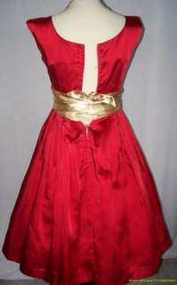 Gorgeous Vintage Dress 50s 1950s Red Party Satin Lace Full Skirt 