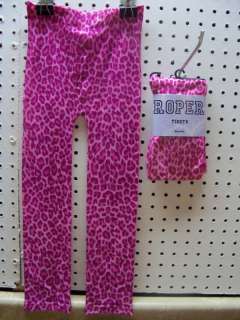 Roper Boots Girls Pink Leopard Tights Leggings Large  