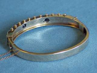 Antique 14Kt Gold Victorian Etruscan Style Pearl Sapphire Bracelet 