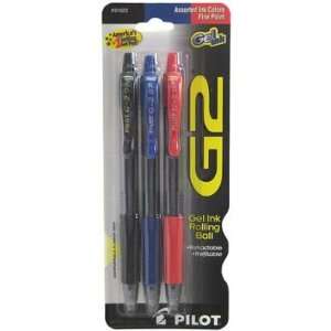  Pilot G2 Fine Point Rolling Ball Gel Ink Pens, 3 Pack, Red 