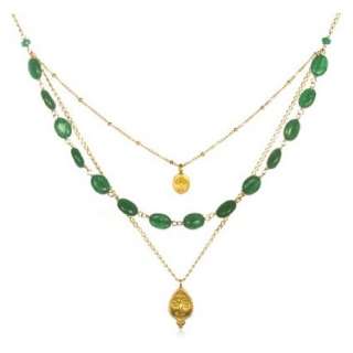 Satya Jewelry Come Alive 24k Yellow Gold Vermeil Green Onyx Necklace 