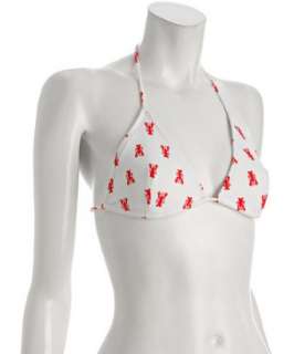 Shoshanna red lobster print string bikini top  