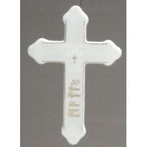 Pack of 4 Porcelain 50th Anniversary Love Never Ends Wall Crosses 7 