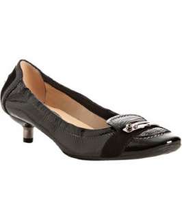 Tods black patent leather kitten heel pumps  