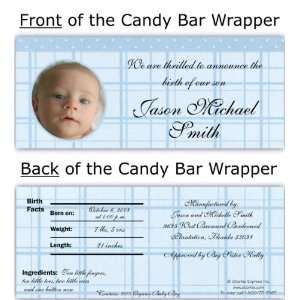  Blue Gingham Photo Candy Wrapper: Baby