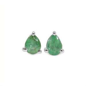    0.55 Carat Genuine Emerald Sterling Silver Stud Earrings: Jewelry