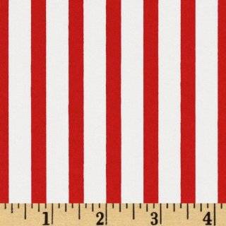 43 Wide Celebrate Seuss! Flannel Squiggle Stripe Red/White Fabric By 