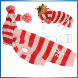 Pet Dog Sweater Pullover Knitwear Apparel w/ Matching Scarf Neck Wrap 