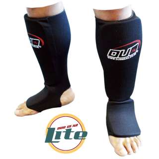 BLACK Lite ELASTICATED SHIN LEG & FOOT MMA INSTEP GUARD  