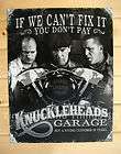 Three Stooges Knucklehead Garage TIN SIGN vtg motorcycle funny metal 