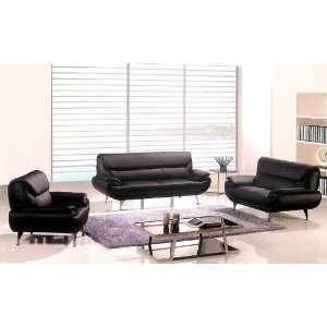  3pc Contemporary Modern Leather Sofa Set #AM 001 BK: Home 