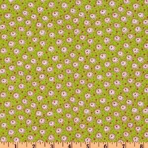  44 Wide Jolie Fleur Shirting Floral White/Lime Fabric By 