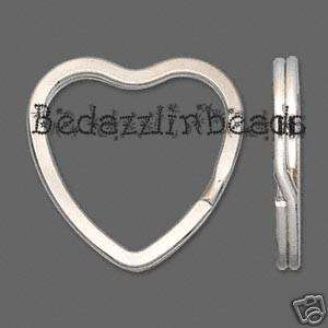 10 Nickel Big Heart Shaped Key Chain Split Rings~Craft  