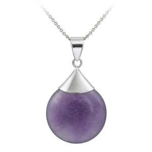  Sterling Silver Capped Round Houndstooth Amethyst Pendant 