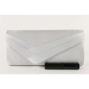  Silver Satin Sophisticated Clutch Evening Purse 