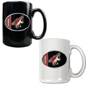 Phoenix Coyotes 2pc 15oz Ceramic Mug Set   One Black Mug & One White 