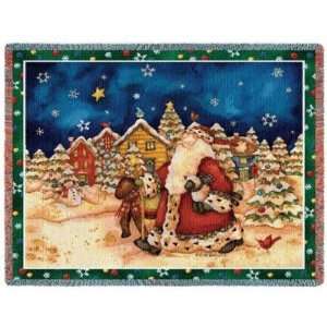   Santa & Gingerbread Houses Christmas Throw Blanket