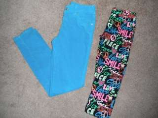 Size 16 Justice Blue Cords and Size 16 Justice Peace Love Capri 