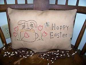 Grungy Easter Pillow Bunny Rabbit Spring Primitive Prim Country Decor 