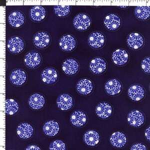 Blue Asian Lotus Dots! Cotton Fabric  44x 1yard SHARP!  