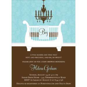   Sleigh Crib Bali & Chocolate Baby Shower Invitations: Home & Kitchen