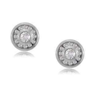   Earrings 14K White Gold Button Ladies Post: GEMaffair Jewelry