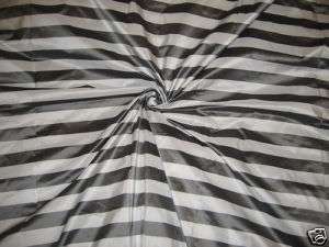 Dark Silver & White Stripes 54 SILK TAFFETA FABRIC  