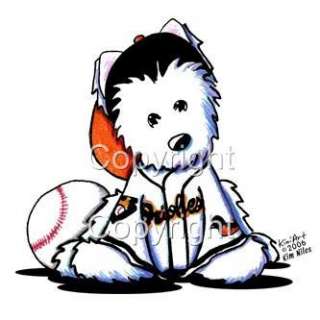 Westie Baseball Fan Jersey Tshirt Kiniart sporty paws dog league 