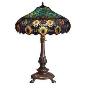 DARK Peacock Tiffany styled Table Lamp: Home Improvement