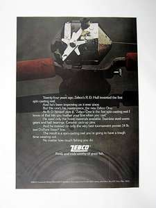   print Ad for Zebco One Spin Casting Fishing Reel advertisement  