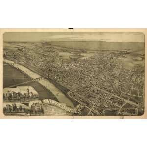  Historic Panoramic Map Wilkes Barre, Pennsylvania 1889. A 