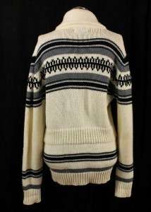   cream NORDIC southwestern shawl neck cardigan sweater ski LARGE  