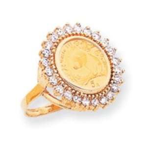  14k Gold A Diamond panda coin ring: Jewelry