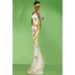  African American Woman Holding Rose Statue Figure: Home 