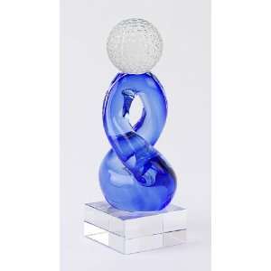  Art Glass Golf Trophy On Base J479