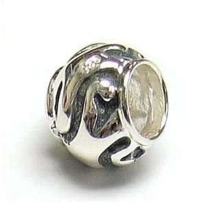  Queenberry Sterling Silver Swirl Flower Round Focal Bead 